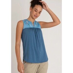 Sherpa Top Women S Blue Shaanti Embroidery Tank Boho Shirt Outdoor Gorpcore